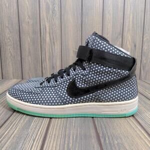 Nike AF1 Womens Ultra Force Mid Black Sail Polka Dot Sz 10 654851-011 Green Sole